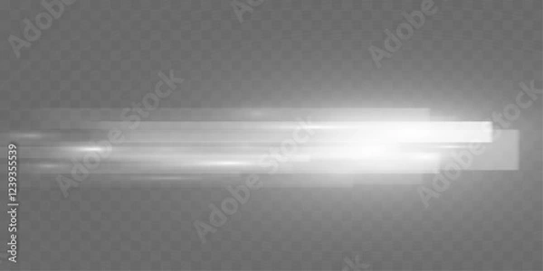 Fototapeta Glowing light streak with motion blur on transparent background, speed effect for digital design and visual effects.
