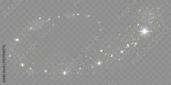 Fototapeta Bright glowing sparkles on a transparent background, resembling a starry or glittering effect.