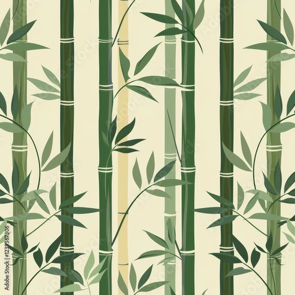 Fototapeta Vibrant bamboo forest illustration nature art greenery minimalist design tranquil atmosphere