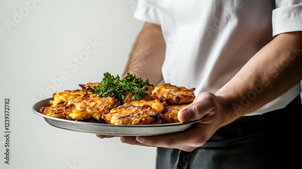 Fototapeta Culinary delight: close-up of freshly cooked savory dishes on a tray