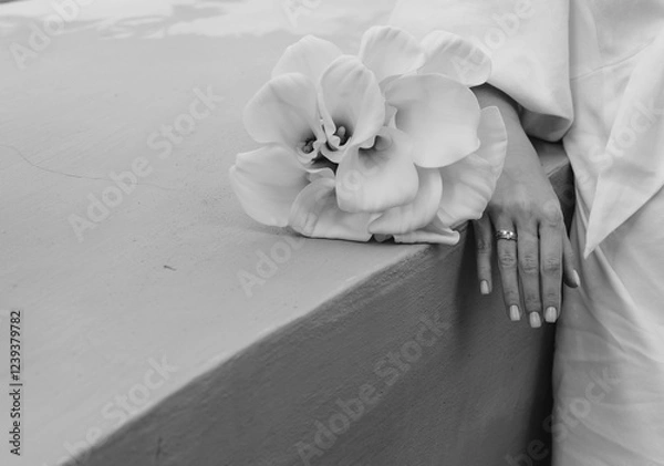Obraz rings on the bride and flowers