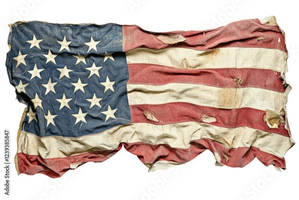 Obraz Isolated Old Distressed American Flag on Transparent