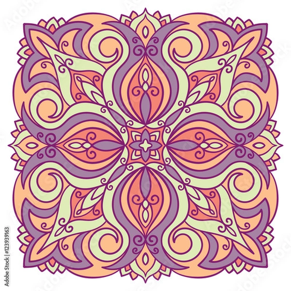 Fototapeta vector, mandala, illustration, abstract, floral pattern, boho style, oriental,  design element tissue, wrap