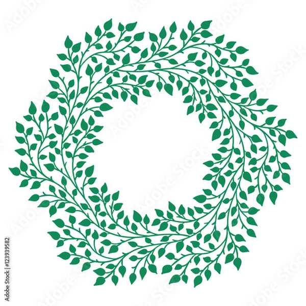 Fototapeta vector, contour, illustration, decor element, branch, wreath, green, leaves