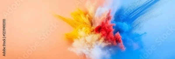 Obraz Vibrant Color Burst Abstract Art - Abstract art depicting energy, creativity, freedom, movement, and imagination through a dynamic color explosion.