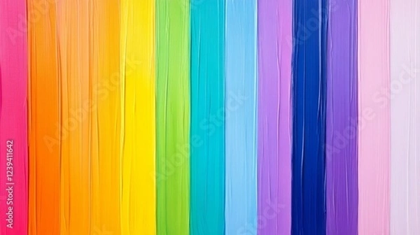 Fototapeta Vibrant Rainbow Color Palette Stripes - Abstract image of colorful vertical stripes in a rainbow pattern. Perfect for backgrounds, websites, or design projects.