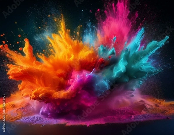Fototapeta colorful powder splashes creating an artistic and vibrant abstract design