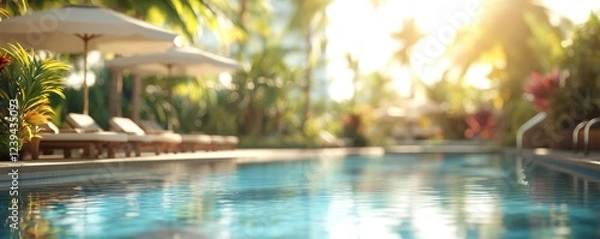 Fototapeta Tropical Paradise Poolside Serenity: A Luxurious Escape