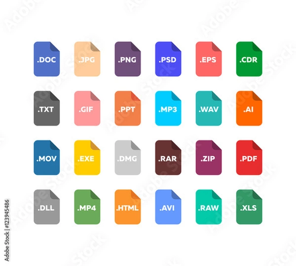 Obraz File extensions icon set