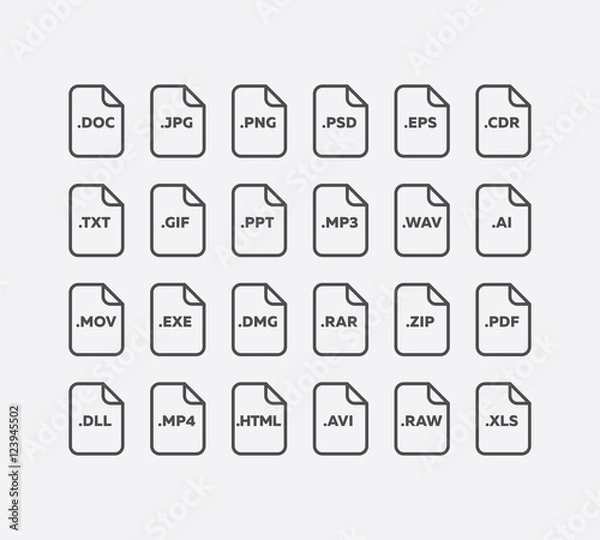 Obraz File extensions icon set