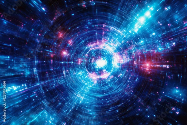 Fototapeta Exploring patterns of light and color in abstract cosmic space