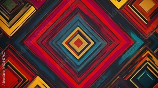 Obraz Abstract geometric design with vibrant colors and layered square patterns that create a sense of depth