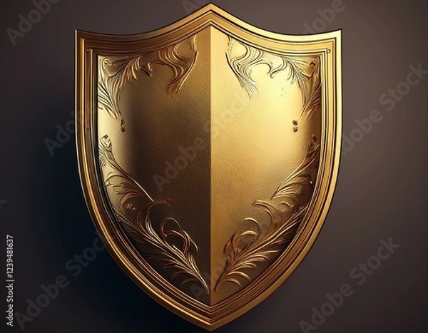 Fototapeta a gold shield with a textured edge