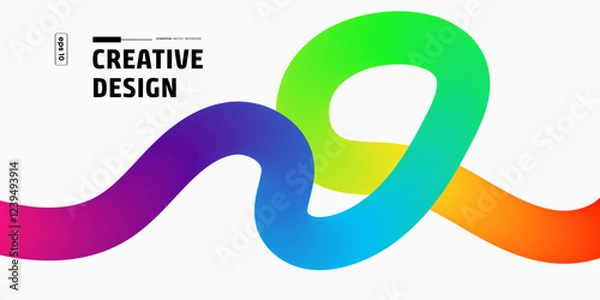 Fototapeta Abstract Rainbow Wave Design, Colorful Fluid Curves, Creative Flow