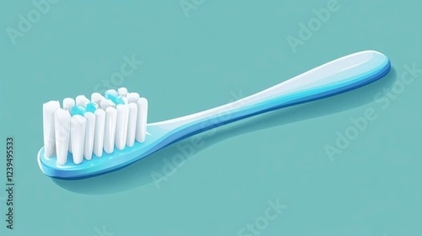Fototapeta Flat Vector Toothbrush Design Isolated on White Background for Oral Hygiene and Dental Care Concepts