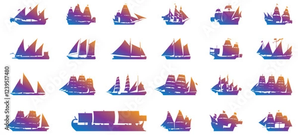 Obraz Sailing ship icon collection