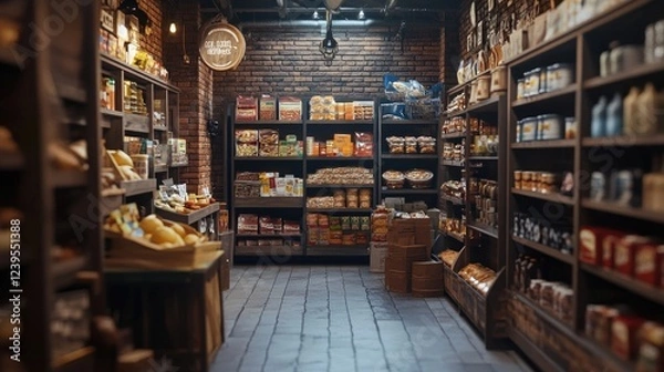 Fototapeta An inviting food aisle filled with packaged goods, creating a sense of variety