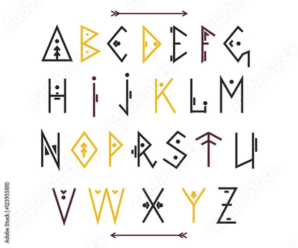 Obraz Ethnic Font. Vector Alphabet.