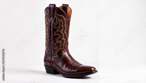 Obraz Brown cowboy boot on white background