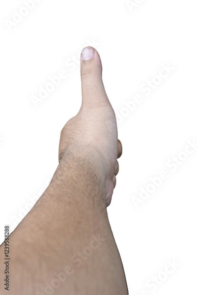 Fototapeta Affirmative gesture with isolated hand signal against solid black backdrop