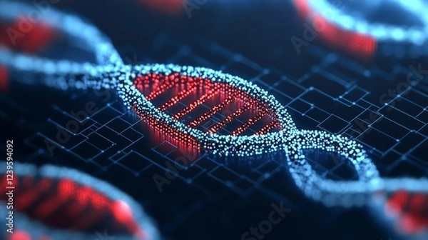 Fototapeta abstract computer generated image of DNA strands for genetics, health, medicine and veterinary.