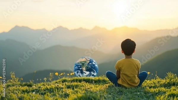 Fototapeta A childlike imagination of a peaceful Earth.