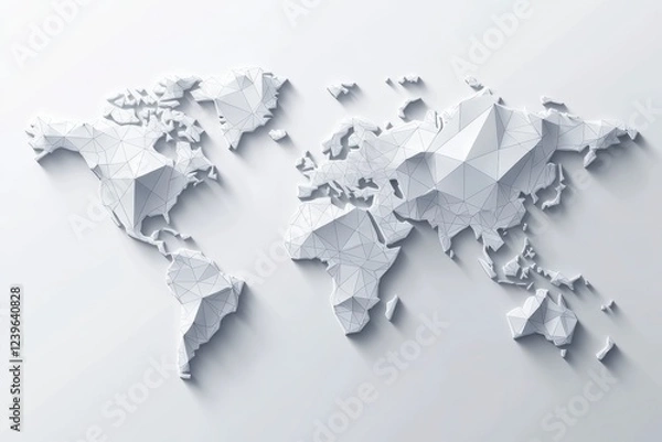 Fototapeta Flat vector illustration of a gray world map on a white background