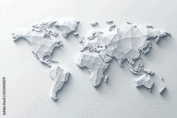 Fototapeta Flat vector illustration of a gray world map on a white background