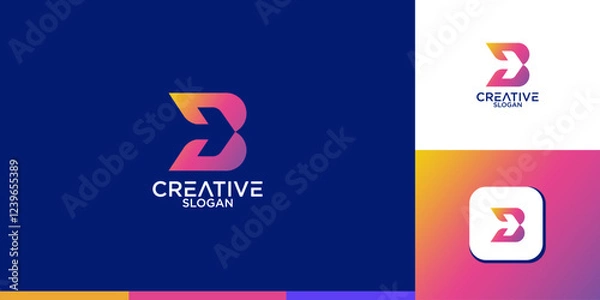 Obraz letter b and arrow logo design vector