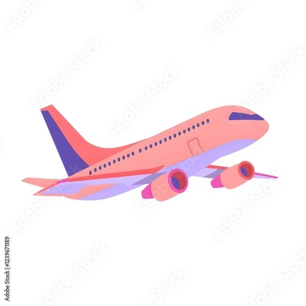 Fototapeta Airplane Simple Flat Design White Background , generation AI 