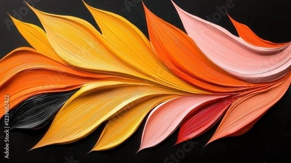 Obraz Vibrant and Colorful Leaf Painting Showcasing Rich Hues of Autumn with Intricate Details and a Lively Artistic Expression of Nature's Beauty