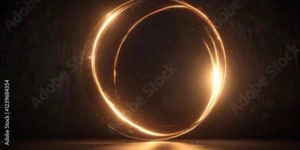 Fototapeta circular radiance with warm, shimmering light on a dark background ,  dreamlike, warm,  mystic