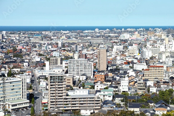 Fototapeta 米子市　市街地　鳥瞰