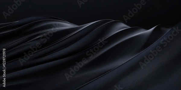 Obraz A pure black surface with subtle, minimalist wave-like textures, Open and flowing composition