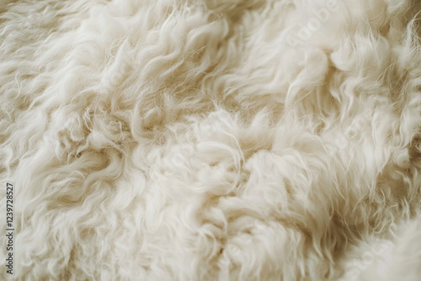Fototapeta Close-up of fluffy white wool fabric with warm texture