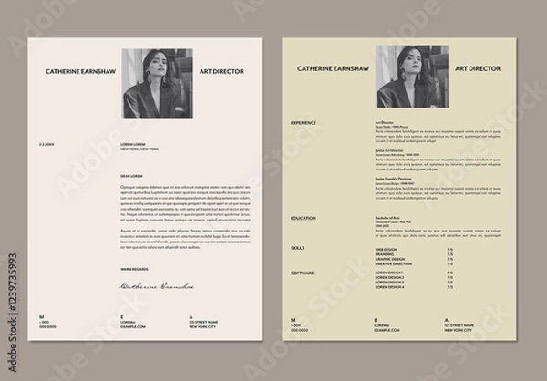 Obraz Simple Clean Minimalist Resume and Cover Letter Template Design with Photo