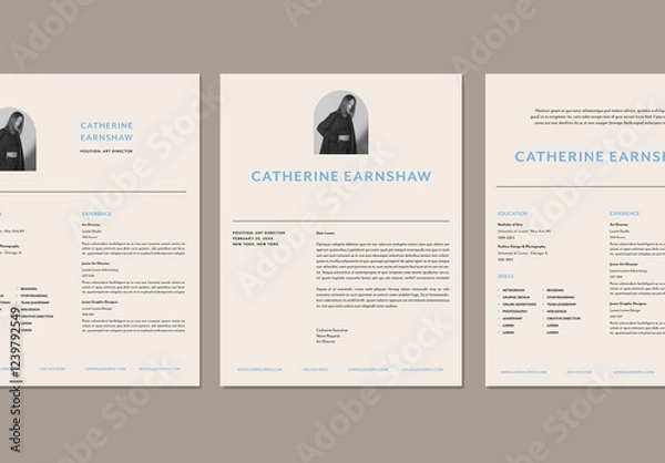 Obraz Minimalist Resume and Cover Letter Layout Design with Photo 