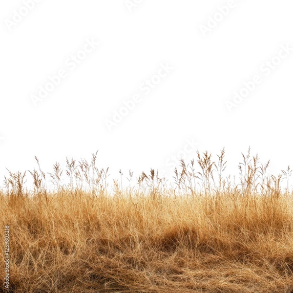 Fototapeta Golden dried grass in savanna field isolated on transparency background