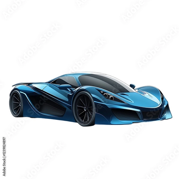 Fototapeta Modern Blue Sedan Car Isolated on Transparent Background (PNG)