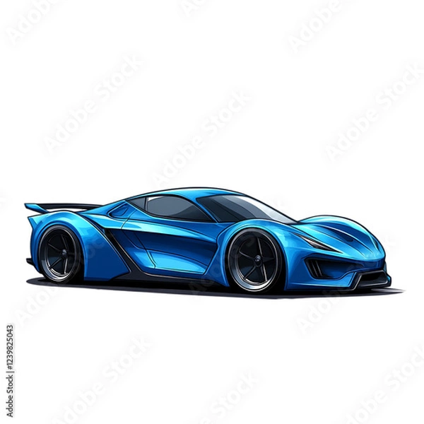 Fototapeta Modern Blue Sedan Car Isolated on Transparent Background (PNG)