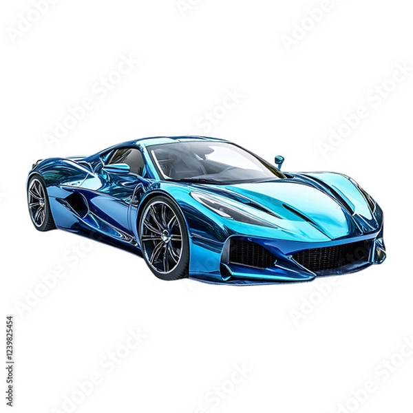 Fototapeta Modern Blue Sedan Car Isolated on Transparent Background (PNG)