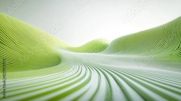 Obraz Abstract green landscape, flowing lines, bright background, eco design