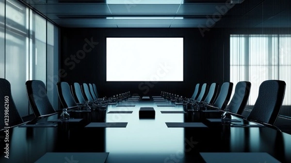 Fototapeta Modern Empty Conference Room with Large Blank Screen