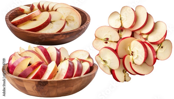 Fototapeta Collection of Juicy Apple Slices Isolated on Transparent Background, Ideal for Recipe and Kitchen Art, Generative AI