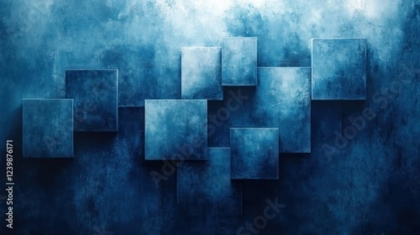 Obraz Abstract Deep Blue Geometric Art with Light Gradients and Shapes