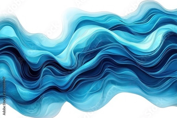 Fototapeta Abstract Flowing Waves in Turquoise and Deep Blue Hues with Natural Lighting