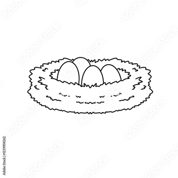 Fototapeta A nest with three eggs in it