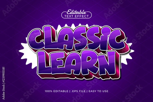 Obraz classic learn editable text effect with a kids and school text style