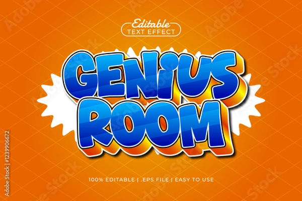 Fototapeta genius room editable text effect with a kids and school text style