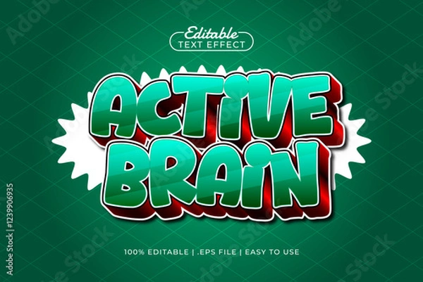 Fototapeta active brain editable text effect with a kids and school text style